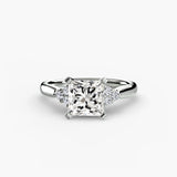 ASTRA II – Princess Cut Six-Stone Shoulder Solitaire Ring Setting in White Gold | SARATTI