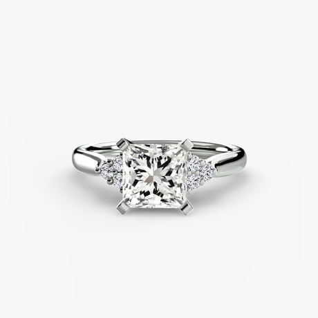 ASTRA II – Princess Cut Six-Stone Shoulder Solitaire Ring Setting in White Gold | SARATTI