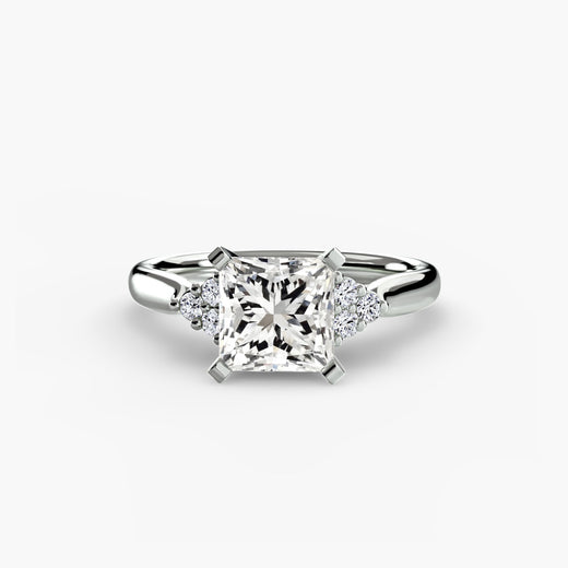 ASTRA II – Princess Cut Six-Stone Shoulder Solitaire Ring Setting in White Gold | SARATTI