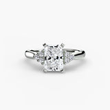 ASTRA II Radiant Cut Six-Stone Shoulder Solitaire Ring Setting in 950 Platinum | SARATTI