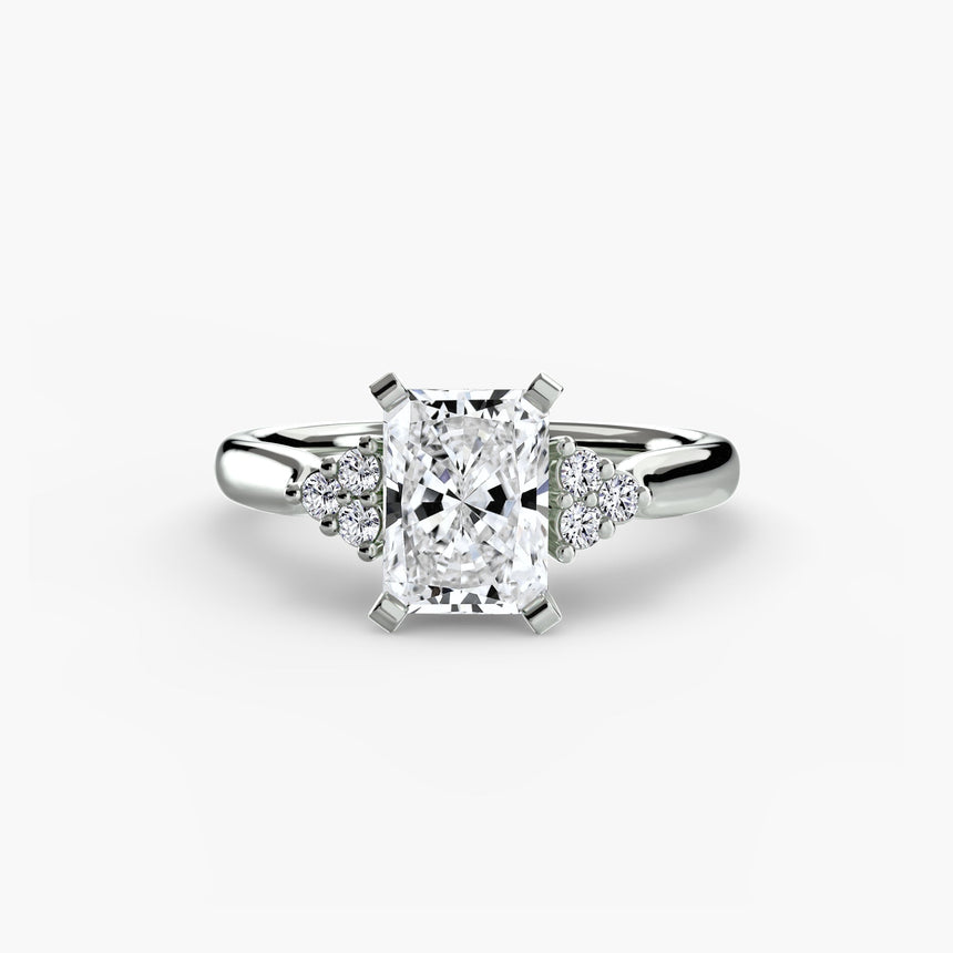 ASTRA II Radiant Cut Six-Stone Shoulder Solitaire Ring Setting in 950 Platinum | SARATTI