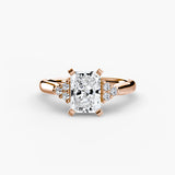 ASTRA II Radiant Cut Six-Stone Shoulder Solitaire Ring Setting in Rose Gold | SARATTI