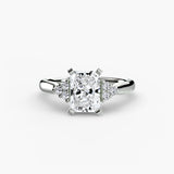 ASTRA II Radiant Cut Six-Stone Shoulder Solitaire Ring Setting in White Gold | SARATTI
