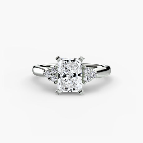 ASTRA II Radiant Cut Six-Stone Shoulder Solitaire Ring Setting in White Gold | SARATTI