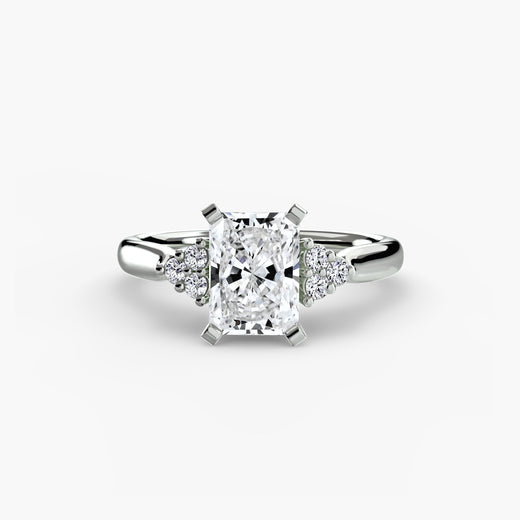 ASTRA II Radiant Cut Six-Stone Shoulder Solitaire Ring Setting in White Gold | SARATTI