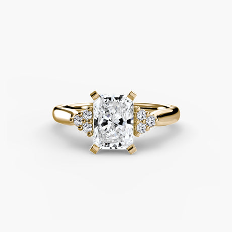 ASTRA II Radiant Cut Six-Stone Shoulder Solitaire Ring Setting in Yellow Gold | SARATTI