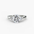 ASTRA II – Round Cut Six-Stone Shoulder Solitaire Ring Setting in White Gold | SARATTI