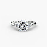 ASTRA II – Round Cut Six-Stone Shoulder Solitaire Ring Setting in White Gold | SARATTI