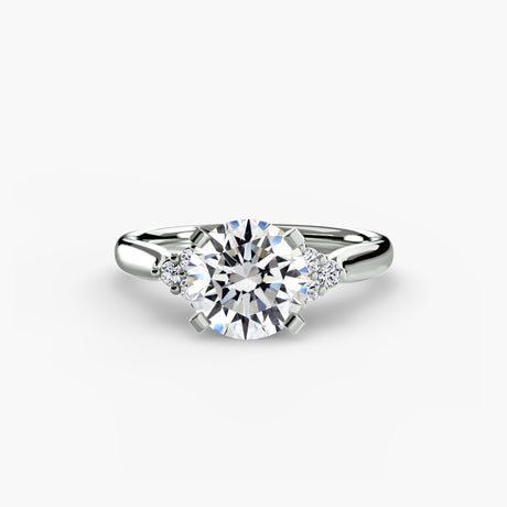 ASTRA II – Round Cut Six-Stone Shoulder Solitaire Ring Setting in White Gold | SARATTI