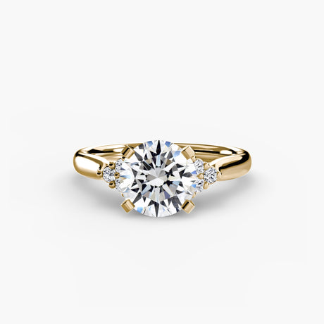 ASTRA II – Round Cut Six-Stone Shoulder Solitaire Ring Setting in Yellow Gold | SARATTI