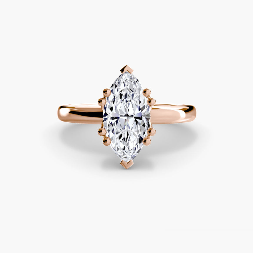ASTRA – Marquise Cut Six-Prong Solitaire Ring Setting in Rose Gold | SARATTI
