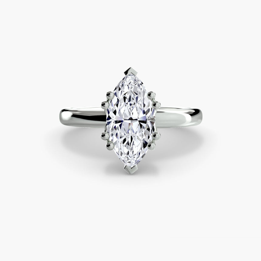 ASTRA – Marquise Cut Six-Prong Solitaire Ring Setting in White Gold | SARATTI