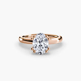 ASTRA Oval Cut six-prong solitaire ring setting in Rose Gold | SARATTI