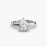 ASTRA – Pear Cut Six-Prong Solitaire Ring Setting in White Gold | SARATTI