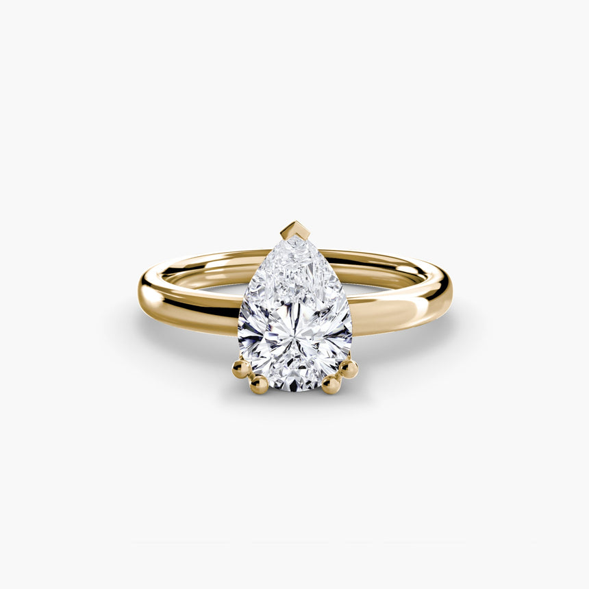 ASTRA – Pear Cut Six-Prong Solitaire Ring Setting in Yellow Gold | SARATTI