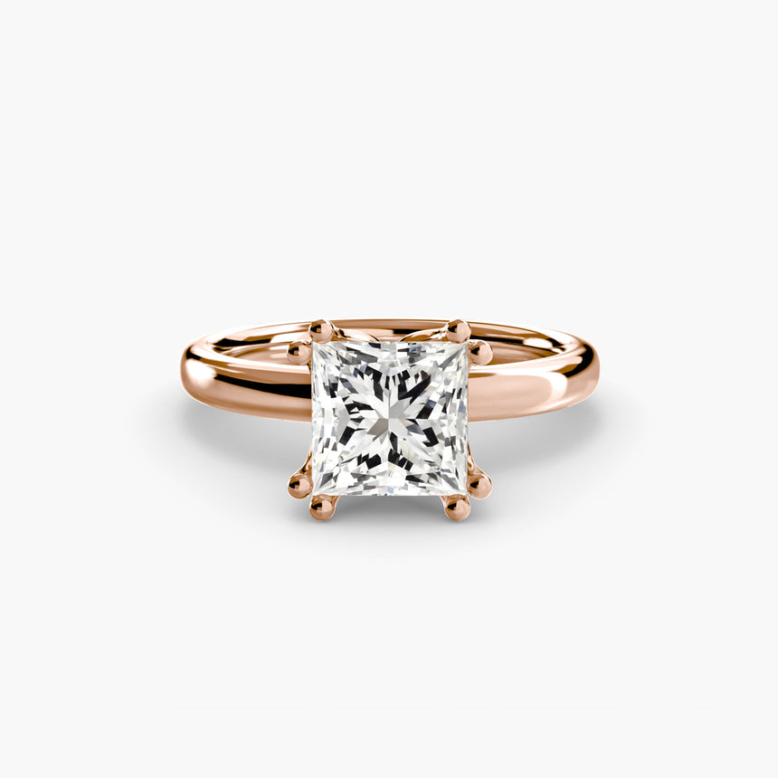 ASTRA – Princess Cut Six-Prong Solitaire Ring Setting in Rose Gold | SARATTI