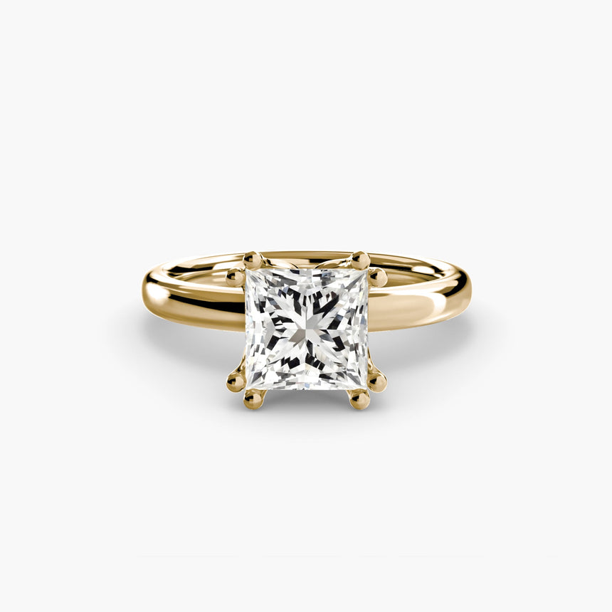 ASTRA – Princess Cut Six-Prong Solitaire Ring Setting in Yellow Gold | SARATTI