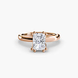 ASTRA Radiant Cut Six-Prong Solitaire Ring Setting in Rose Gold | SARATTI