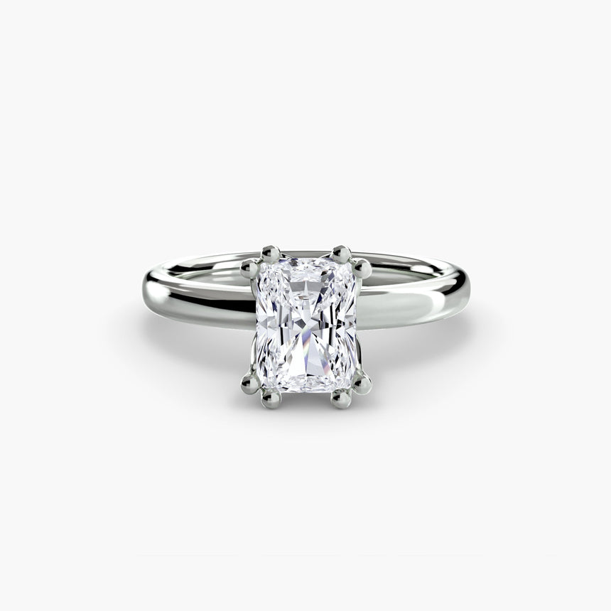 ASTRA Radiant Cut Six-Prong Solitaire Ring Setting in White Gold | SARATTI