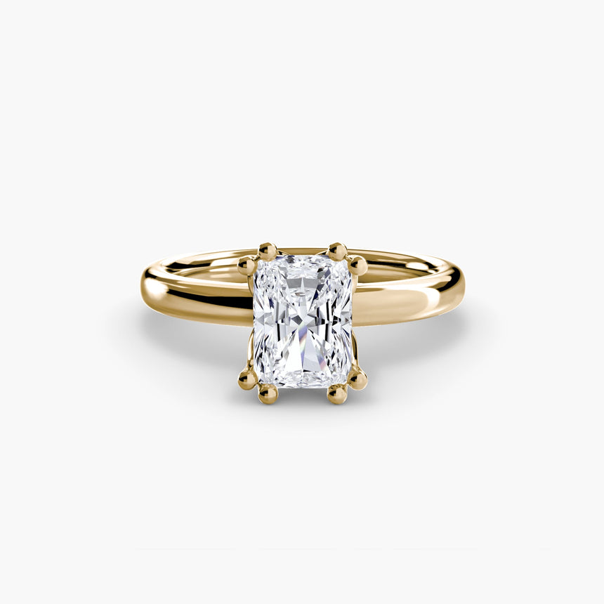 ASTRA Radiant Cut Six-Prong Solitaire Ring Setting in Yellow Gold | SARATTI