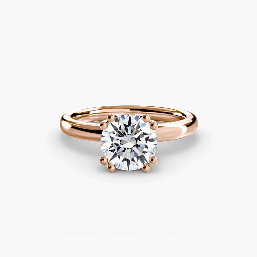 ASTRA – Round Cut Six-Prong Solitaire Ring Setting in Rose Gold | SARATTI