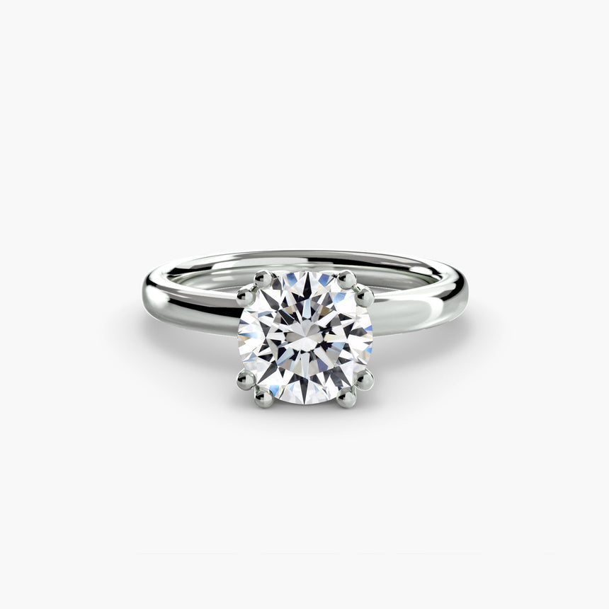 ASTRA – Round Cut Six-Prong Solitaire Ring Setting in White Gold | SARATTI