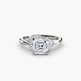 AURELIA – Asscher Cut Four-Stone Shoulder Ring Setting in 950 Platinum | SARATTI