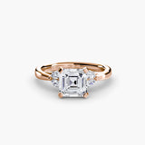 AURELIA – Asscher Cut Four-Stone Shoulder Ring Setting in Rose Gold | SARATTI