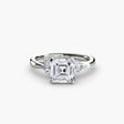 AURELIA – Asscher Cut Four-Stone Shoulder Ring Setting in White Gold | SARATTI