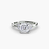 AURELIA – Asscher Cut Four-Stone Shoulder Ring Setting in White Gold | SARATTI