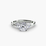 AURELIA – Cushion Cut Four-Stone Shoulder Ring Setting – White Gold view | SARATTI