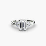 AURELIA Emerald Cut four-stone shoulder solitaire ring setting in 950 Platinum | SARATTI