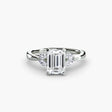 AURELIA Emerald Cut four-stone shoulder solitaire ring setting in White Gold | SARATTI