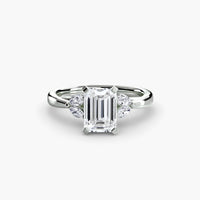 AURELIA – Emerald Cut Four-Stone Shoulder Solitaire Ring Setting