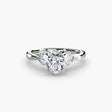 AURELIA Heart Cut Four-Stone Shoulder Ring Setting in White Gold | SARATTI