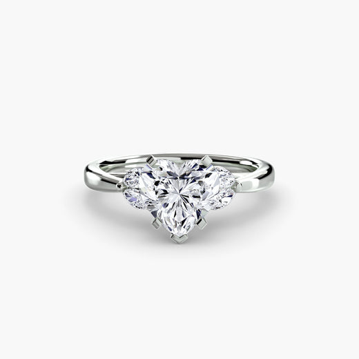 AURELIA Heart Cut Four-Stone Shoulder Ring Setting in White Gold | SARATTI