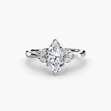 AURELIA – Marquise Cut Four-Stone Shoulder Ring Setting in 950 Platinum | SARATTI