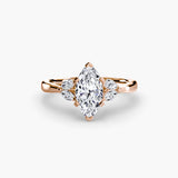 AURELIA – Marquise Cut Four-Stone Shoulder Ring Setting in Rose Gold | SARATTI