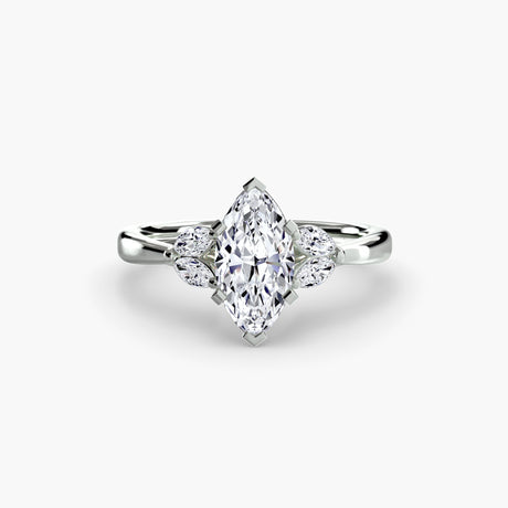 AURELIA – Marquise Cut Four-Stone Shoulder Ring Setting in White Gold | SARATTI