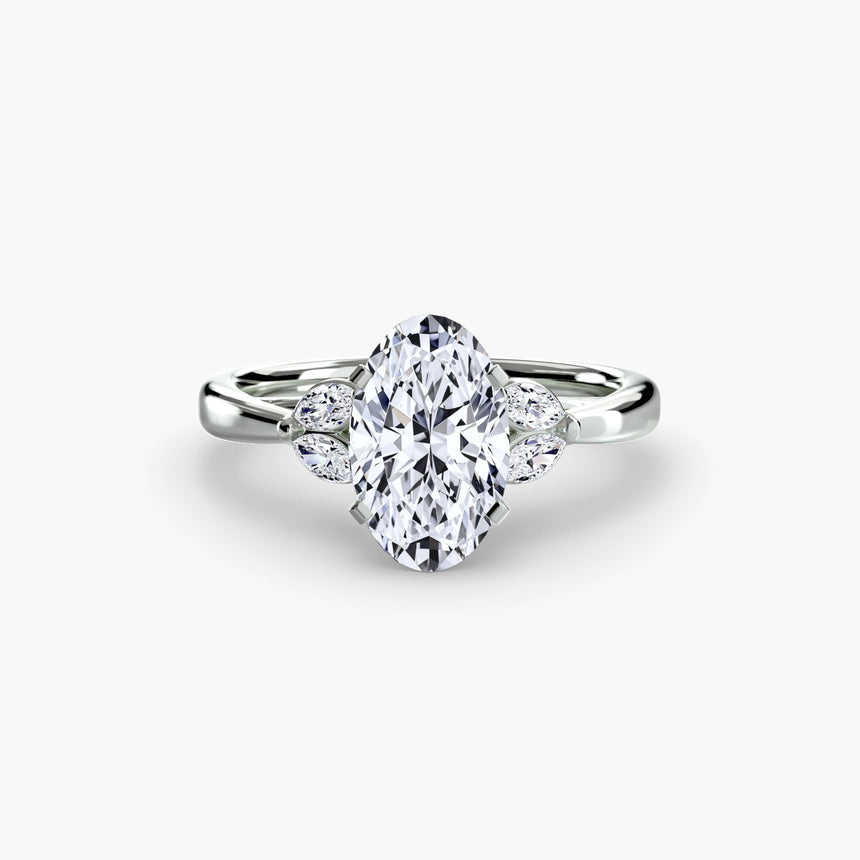 AURELIA Oval Cut four-stone shoulder ring setting in 950 Platinum | SARATTI
