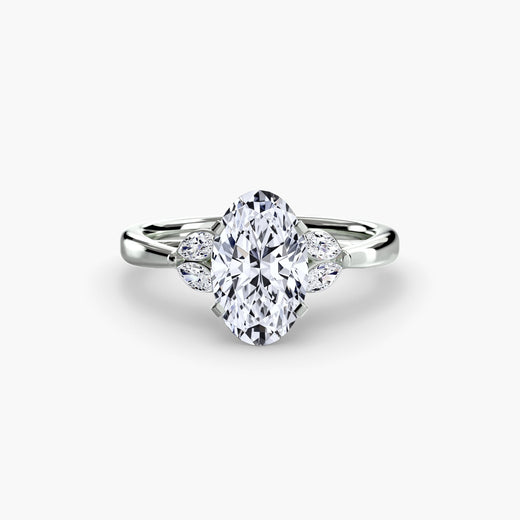 AURELIA Oval Cut four-stone shoulder ring setting in White Gold | SARATTI