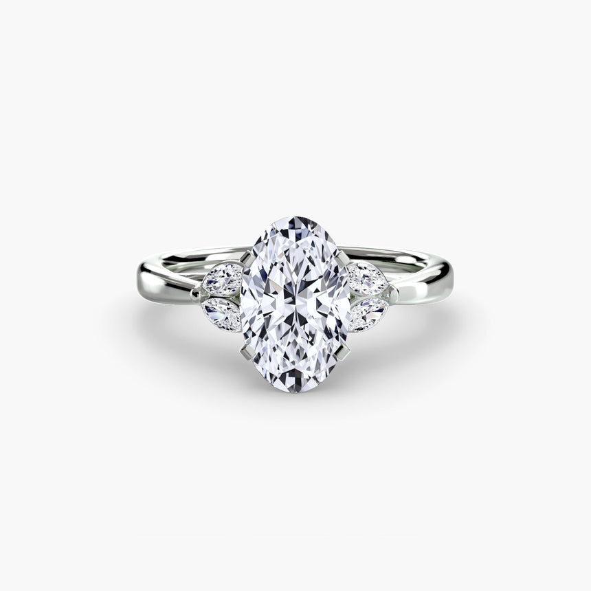 AURELIA Oval Cut four-stone shoulder ring setting in White Gold | SARATTI