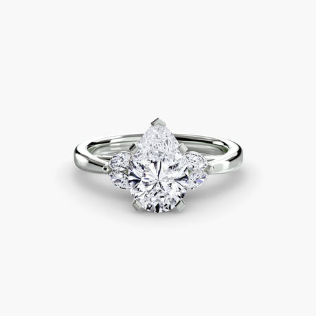 AURELIA – Pear Cut Four-Stone Shoulder Ring Setting in White Gold | SARATTI