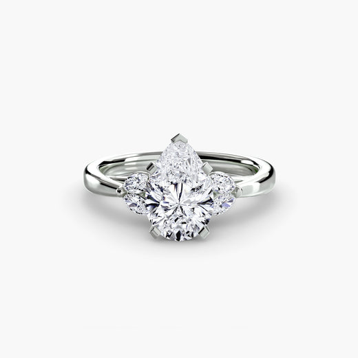 AURELIA – Pear Cut Four-Stone Shoulder Ring Setting in White Gold | SARATTI