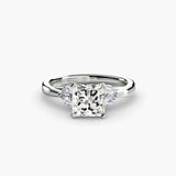 AURELIA – Princess Cut Four-Stone Shoulder Ring Setting in 950 Platinum | SARATTI