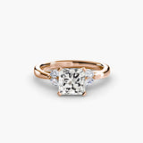 AURELIA – Princess Cut Four-Stone Shoulder Ring Setting in Rose Gold | SARATTI