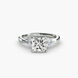 AURELIA – Princess Cut Four-Stone Shoulder Ring Setting in White Gold | SARATTI