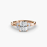 AURELIA Radiant Cut Four-Stone Shoulder Ring Setting in Rose Gold | SARATTI