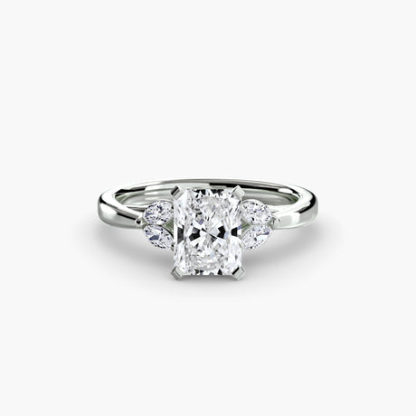 AURELIA Radiant Cut Four-Stone Shoulder Ring Setting in White Gold | SARATTI