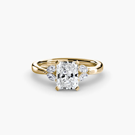 AURELIA Radiant Cut Four-Stone Shoulder Ring Setting in Yellow Gold | SARATTI